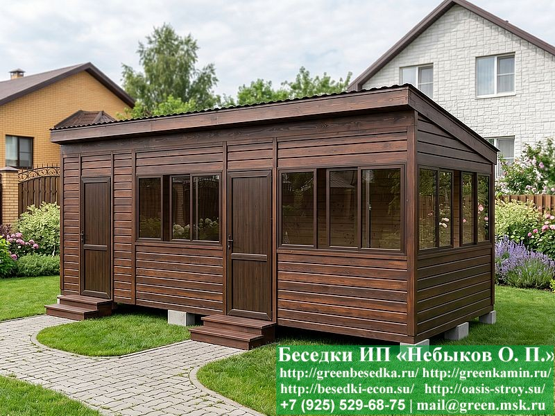 Застекленная Беседка С Хозблоком Для Дачи, Дома 3х7 - Фото № 6