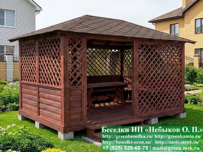 Летняя Беседка-Пергола Из Блокхауса Для Дачи 3х4 - Фото № 1 2