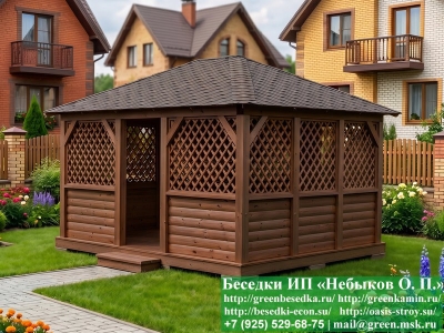 Купить летнюю беседку из блокхауса 4х5 с монтажом в Москве и области 2