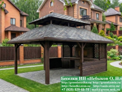 Японская беседка из кирпича с барбекю — монтаж в Москве и областях 2