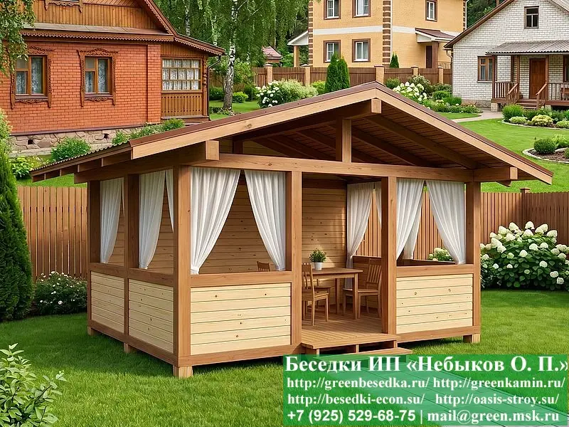 Каркасная Беседка Для Дачи, Дома В Стиле 'Шале' 4х5, 4х6 - 3